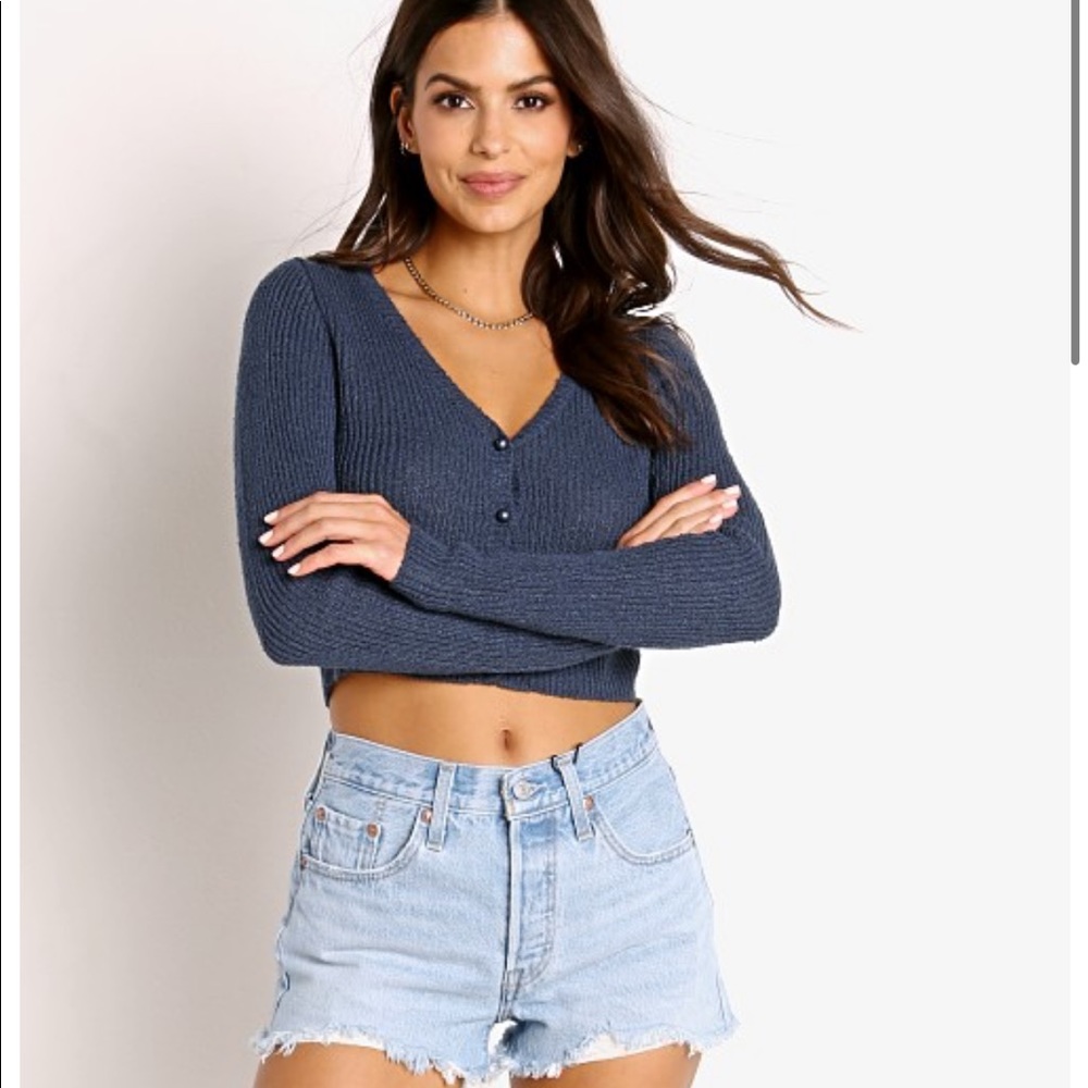 Rollas crop rib cardi